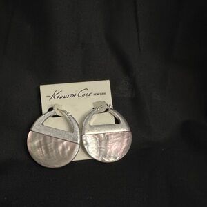 Kenneth Cole Silver and Iridescent Pink Shell Drop Earrings